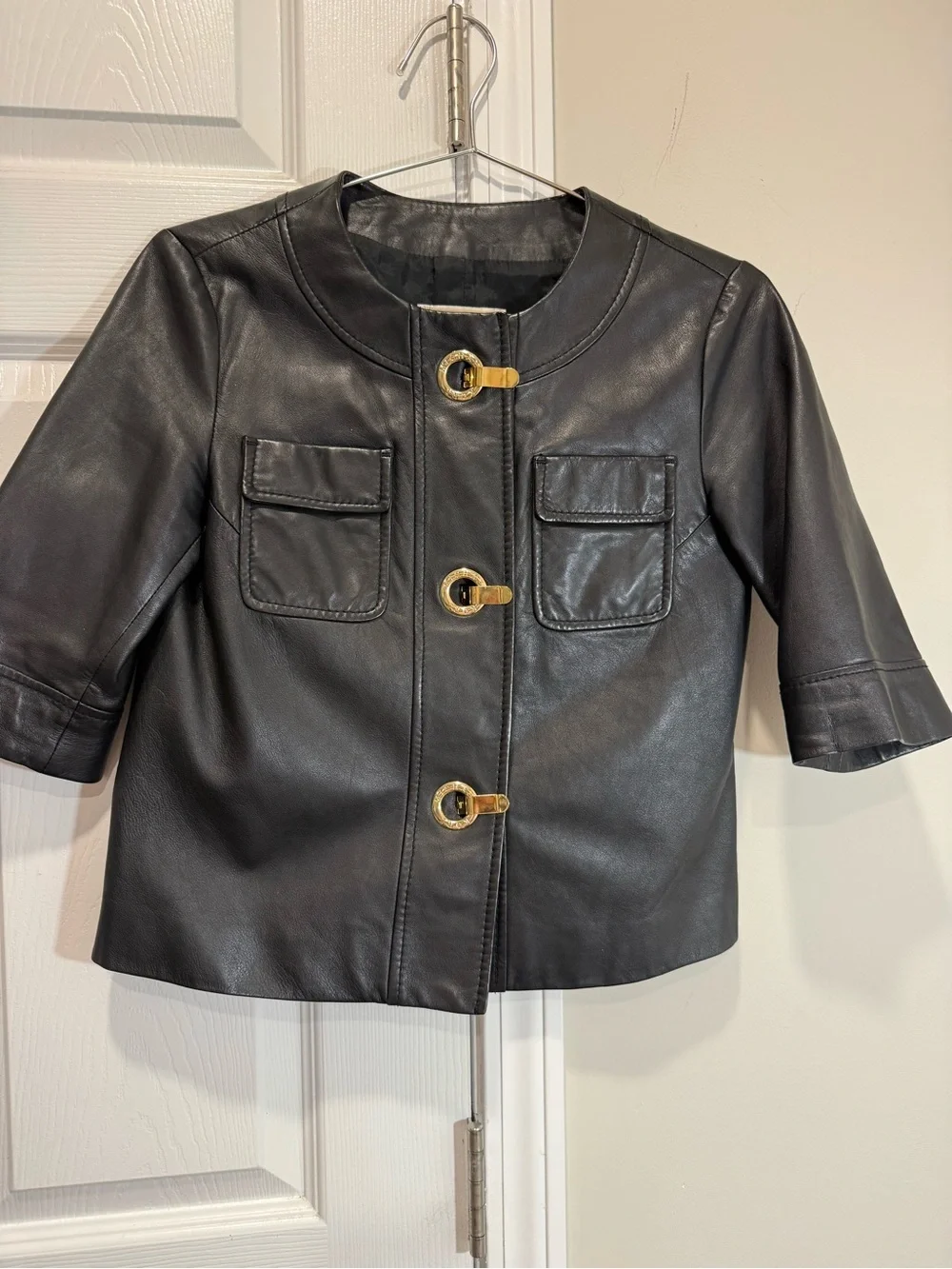 Michael Michael Kors Black Lambskin Leather Jacket XS